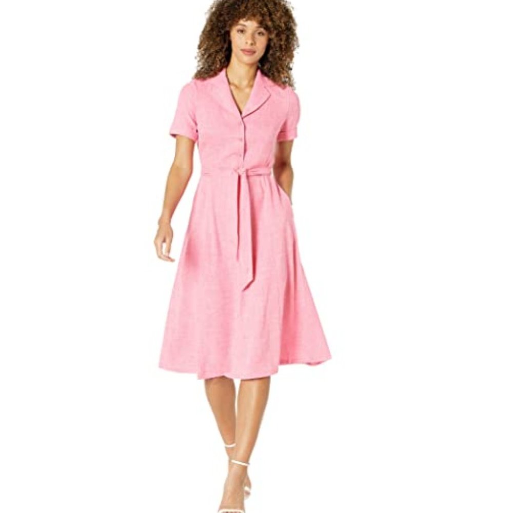 Anne Klein - Coral Front Button Down Midi Dress (Excellent Used Condition)